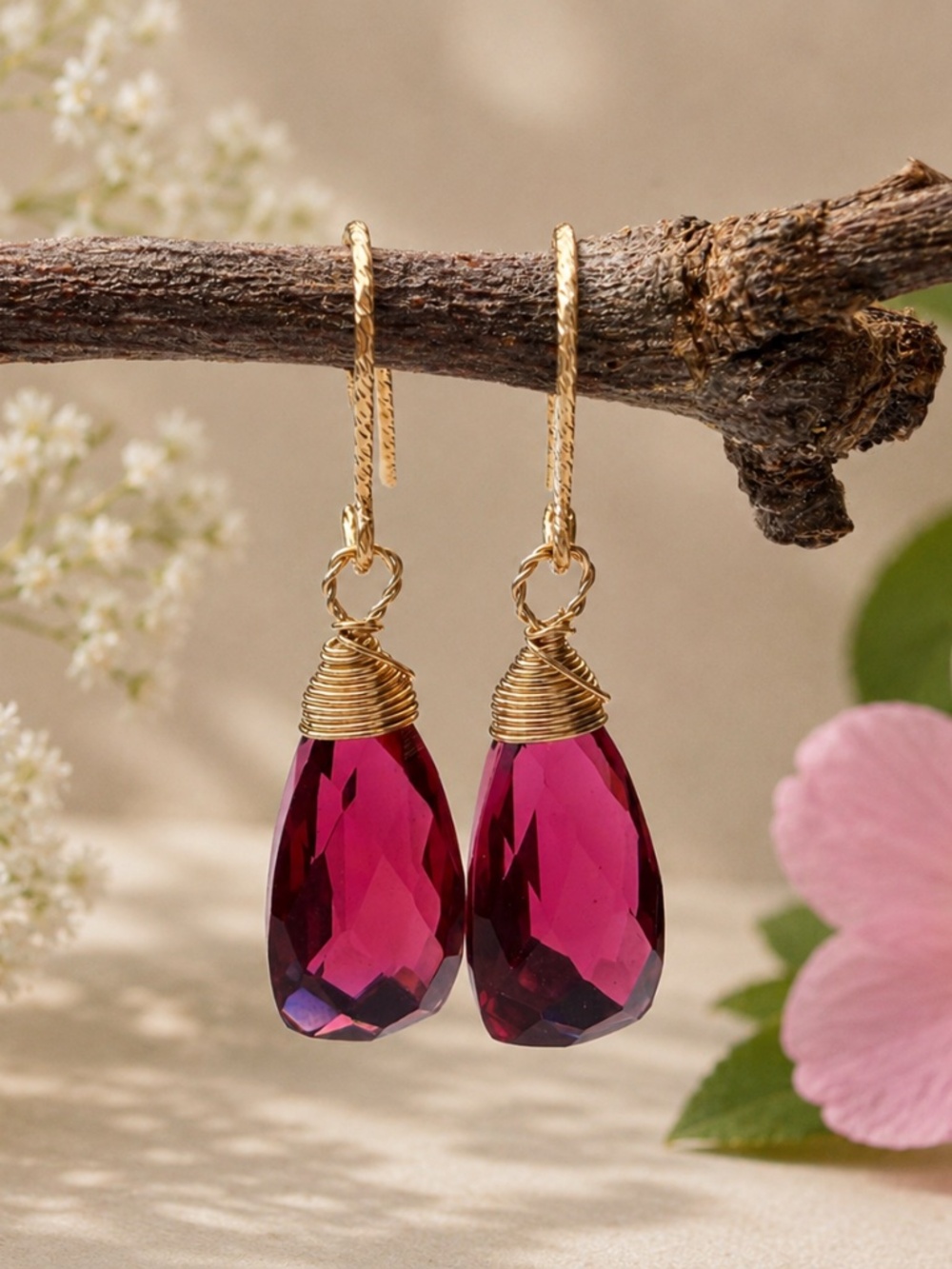 Handcrafted Ruby Earrings 14K Gold Filled – July Birthstone - 40th Anniversary
